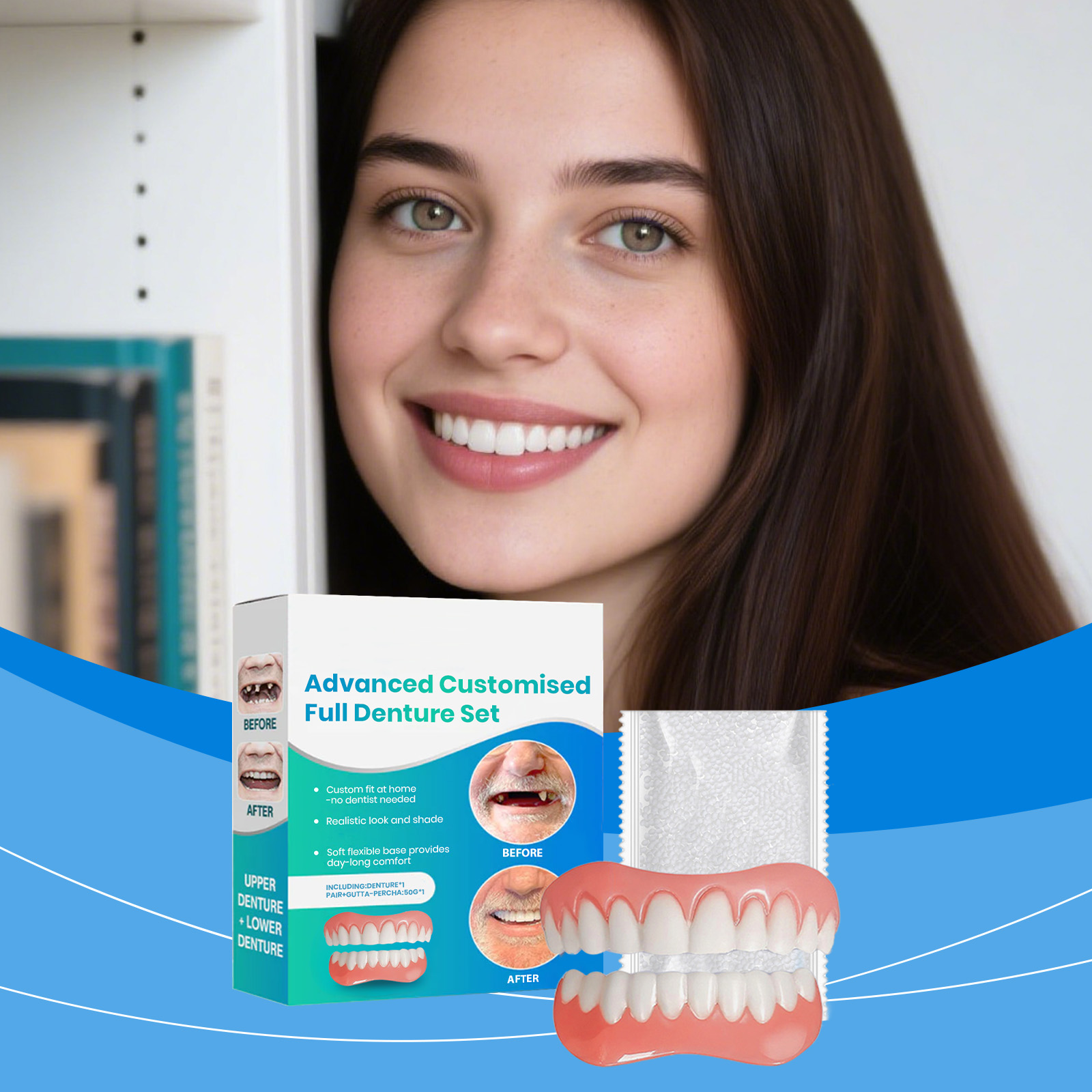 Teeth Whitening Session - Kit de Silicone Flexível para Prótese