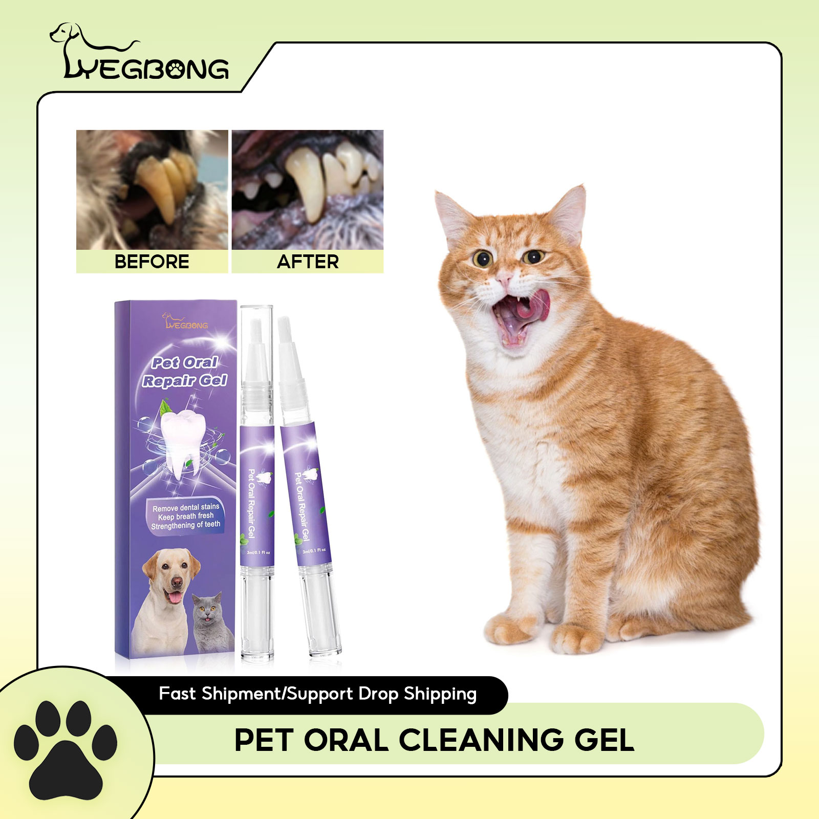 Teeth Whitening Foam - Gel de reparação oral para animais