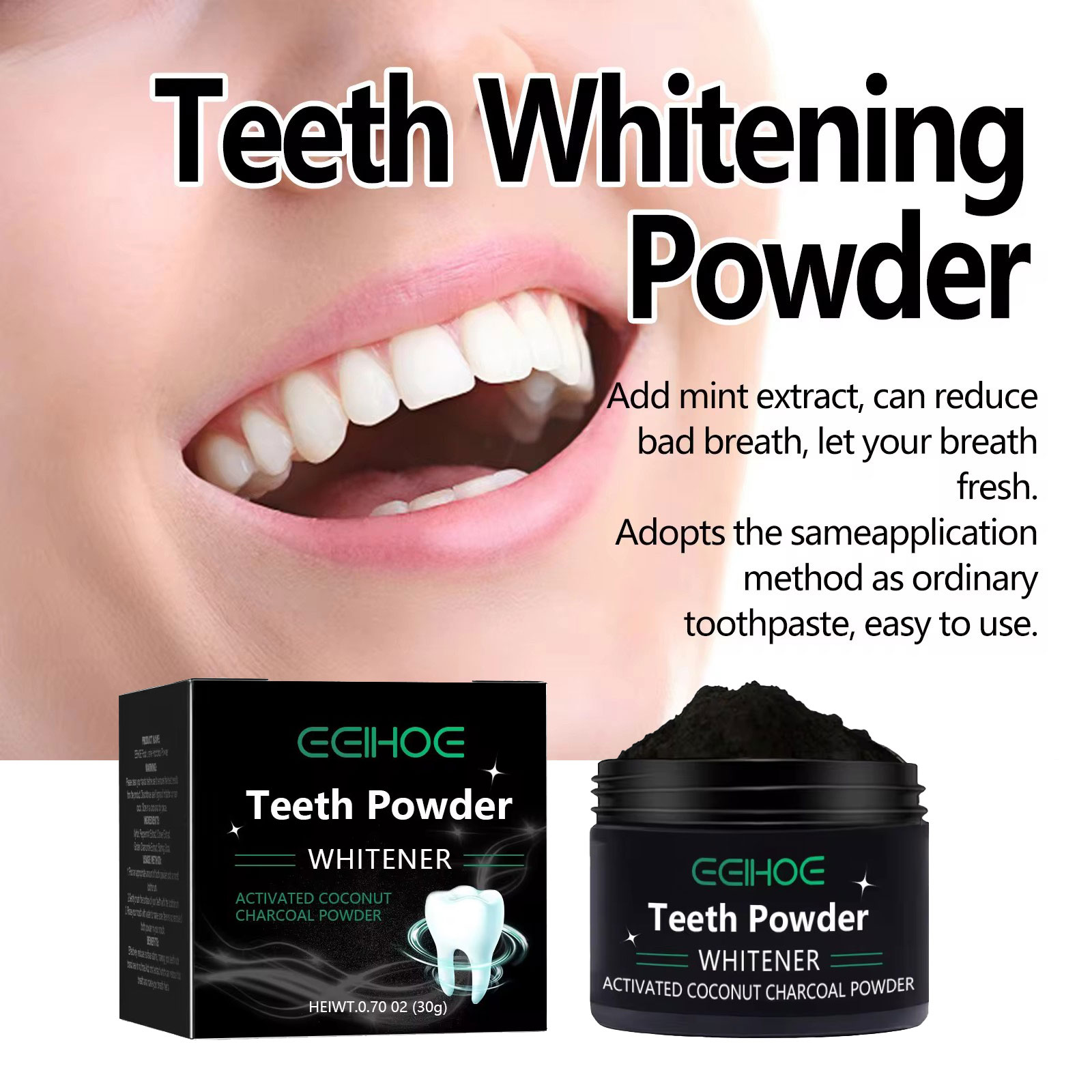 Eelhoe pó de carvão para produ - Teeth Whitening Charcoal avaliação e preço