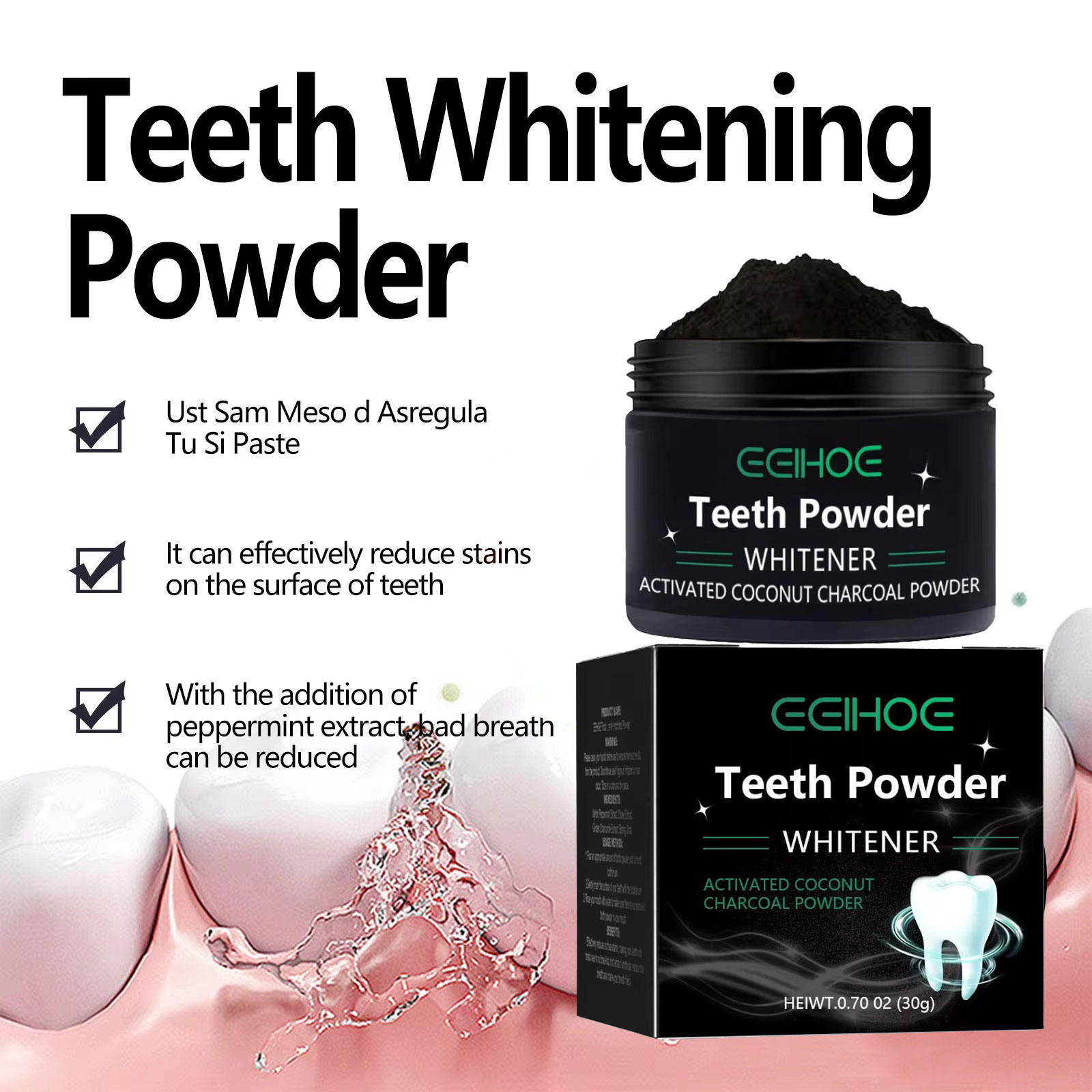 Eelhoe pó de carvão para produ - Teeth Whitening Charcoal avaliação e preço