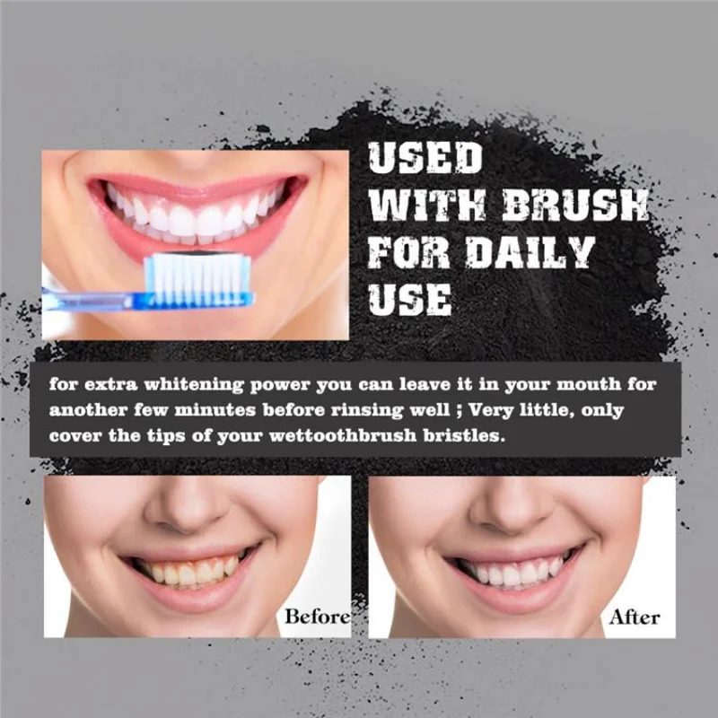 Pó de carvão para dentes de qu - Teeth Whitening Charcoal avaliação e preço